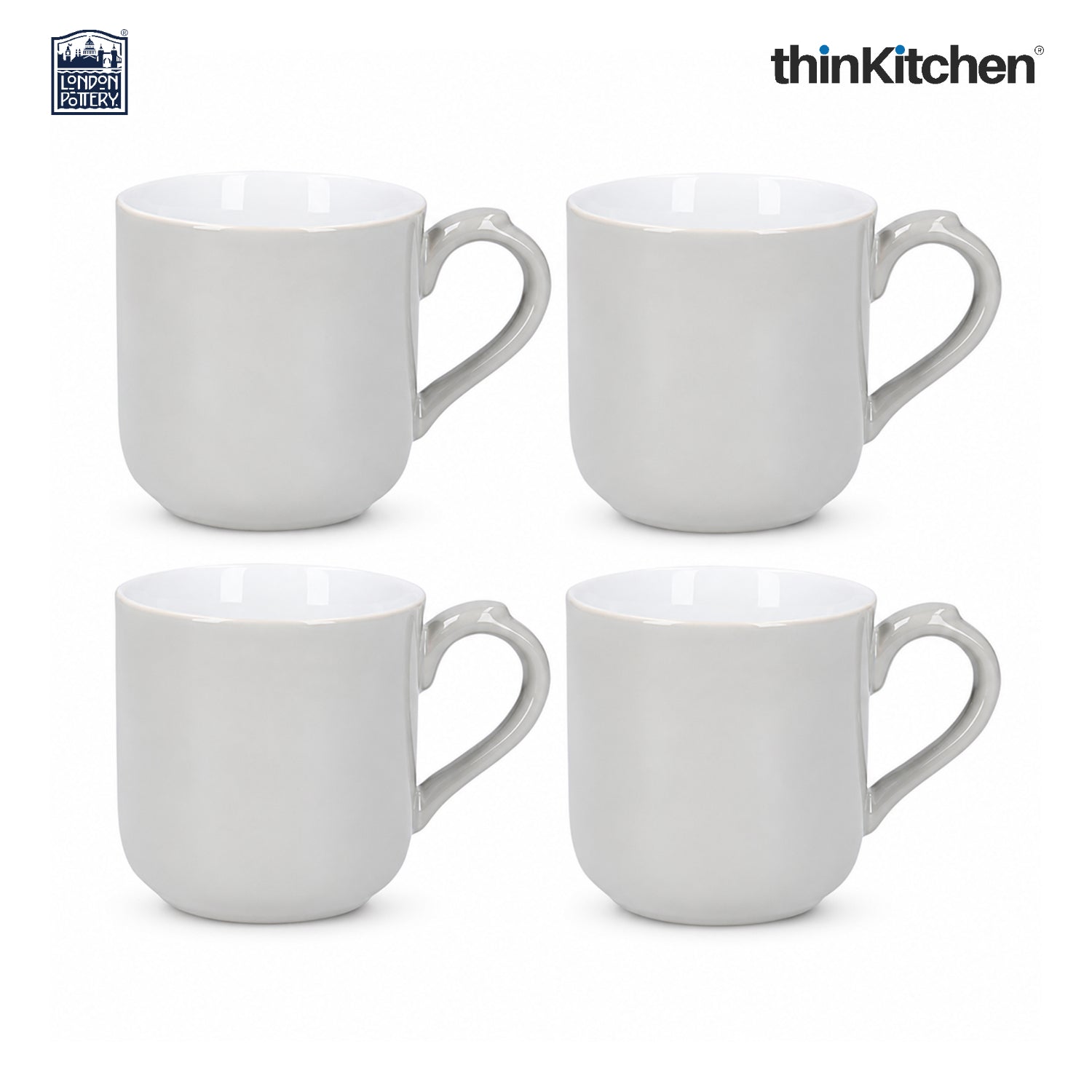 London Pottery Farmhouse Mug, Cobalt Blue, 250ml (Grey), Set of 4 - 1
