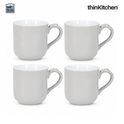 London Pottery Farmhouse Mug, Cobalt Blue, 250ml (Grey), Set of 4
