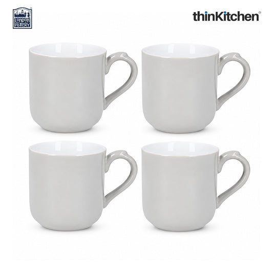 London Pottery Farmhouse Mug, Cobalt Blue, 250ml (Grey), Set of 4