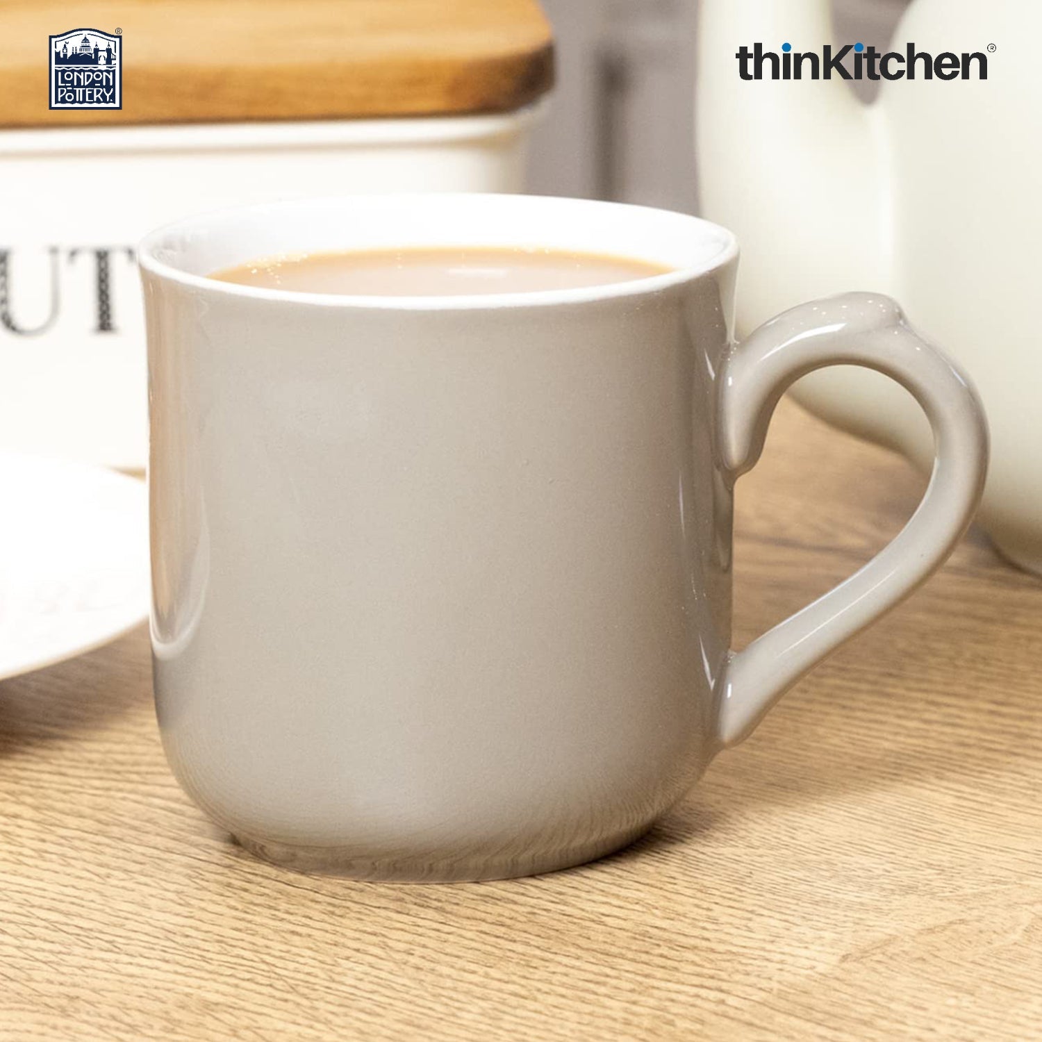 London Pottery Farmhouse Mug, Cobalt Blue, 250ml (Grey), Set of 4 - 4