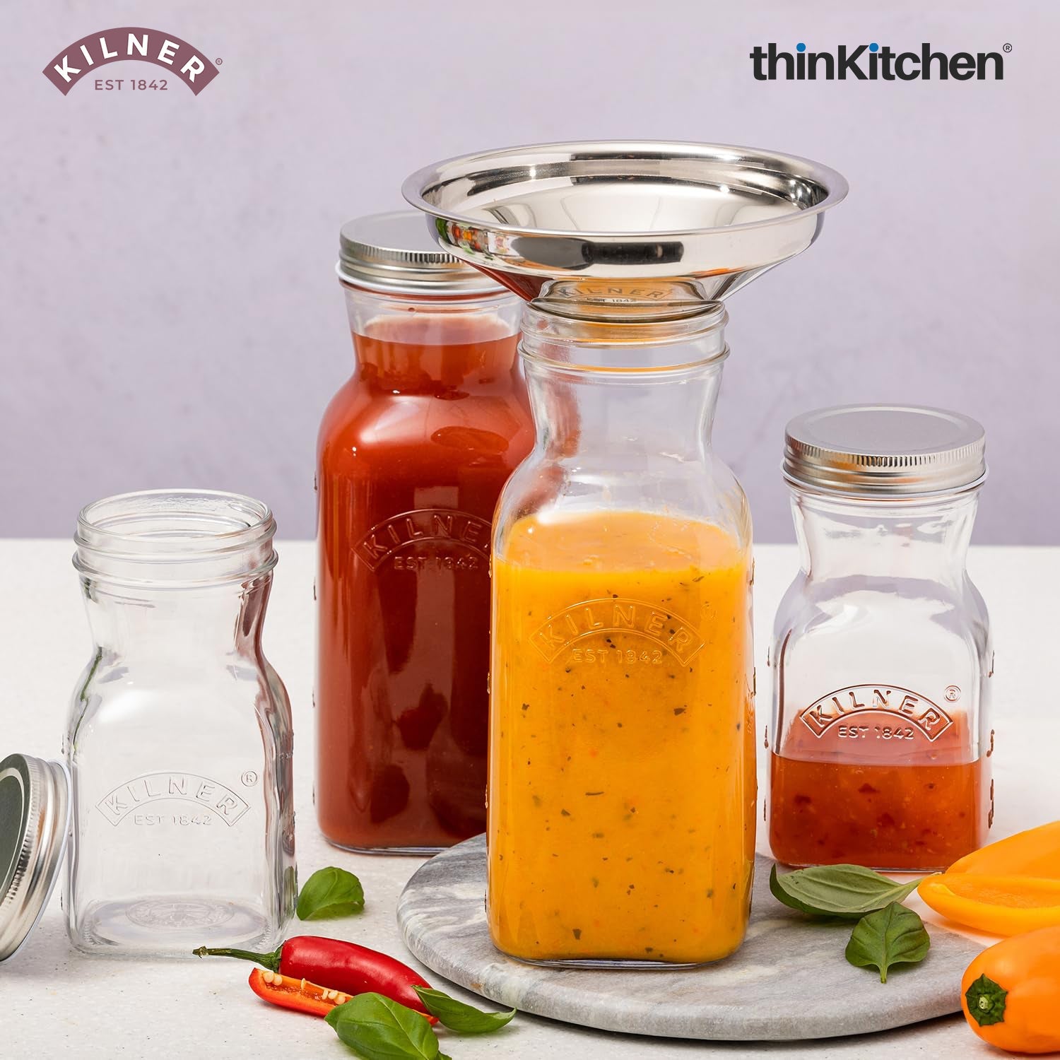 Kilner Premium 1L Leakproof Glass Bottle set of 2 for Milk, Smoothies, Sauces, Juices, Oil, Vinegar | Reusable Kitchen Storage Bottle with Secure Closure - 3