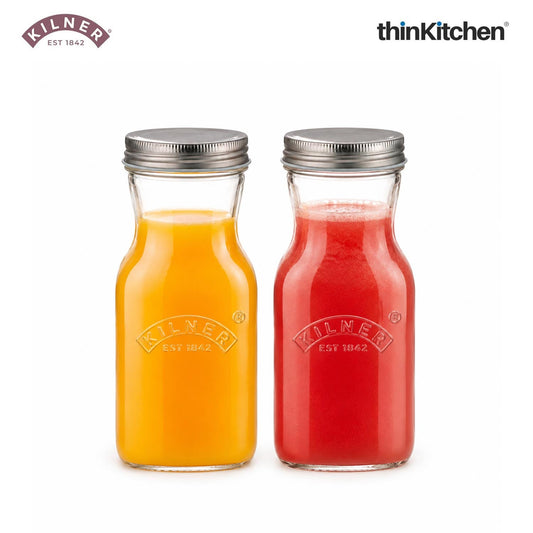 Kilner Premium 2 Pcs x 500ml Leakproof Glass Bottle for Milk, Smoothies, Sauces, Juices, Oil, Vinegar | Reusable Kitchen Storage Bottle with Secure Closure