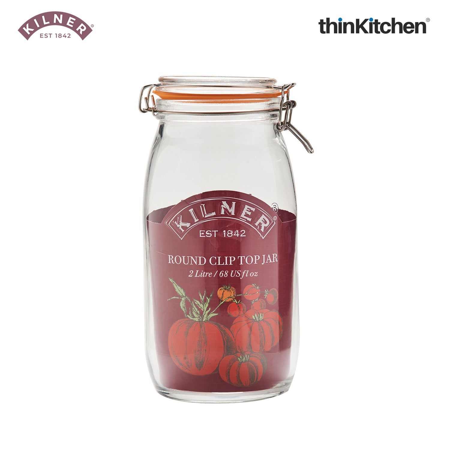 Kilner Premium 2 Pcs x 2L Round Airtight Glass Jar with Clip Top Lid for Coffee, Tea, Flour, Pulses, Grains, Lentils, Biscuits | Transparent, Reusable Multipurpose Kitchen Storage Container - 4