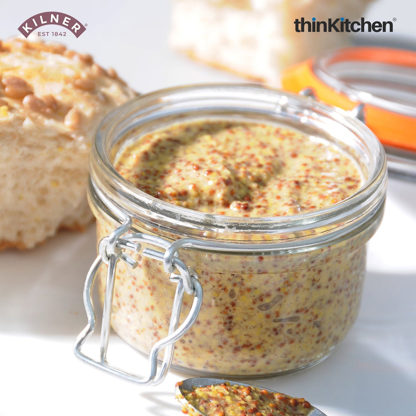 Kilner Premium Clip Top Airtight Round Glass Food Storage Jar - 125ML | Multipurpose BPA Free, Reusable Kitchen Container for Storage for Herbs, Spices, Set of 4
