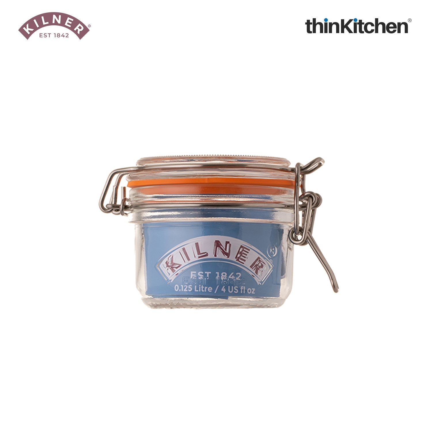 Kilner Premium Clip Top Airtight Round Glass Food Storage Jar - 125ML | Multipurpose BPA Free, Reusable Kitchen Container for Storage for Herbs, Spices, Set of 4 - 4