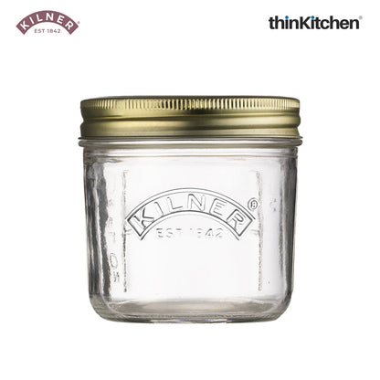 Kilner Premium Wide Mouth Leakproof Preservative Glass Jar 200ml | Preserving Jars with Screw Lids for Storing and Preserving , Dishwasher Safe, Transparent, Set of 4