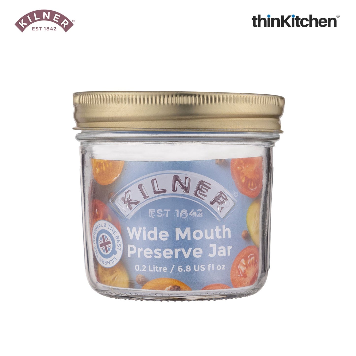 Kilner Premium Wide Mouth Leakproof Preservative Glass Jar 200ml | Preserving Jars with Screw Lids for Storing and Preserving , Dishwasher Safe, Transparent, Set of 4