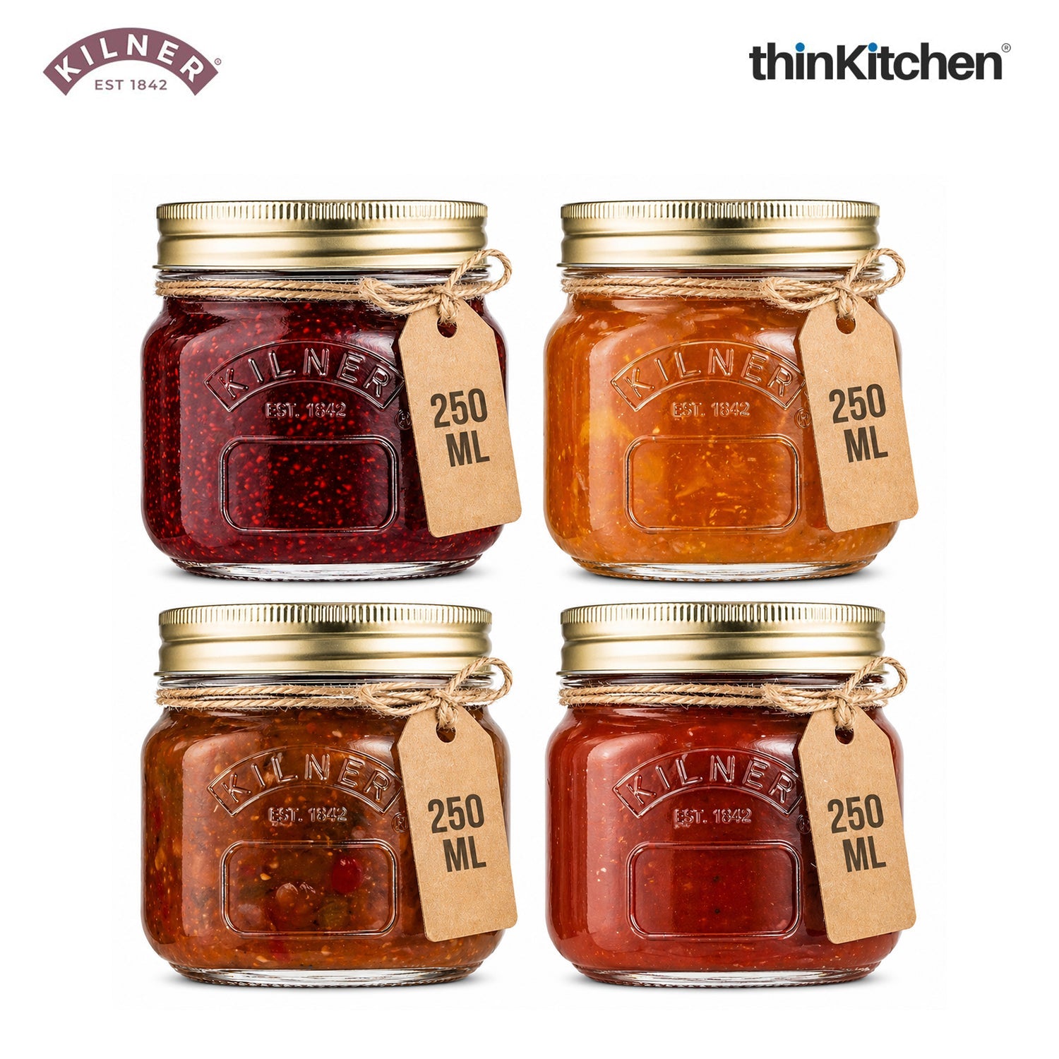 Kilner Premium Airtight Glass Preserving Jar with Screw Lids - 250ml | Eco Friendly Kitchen Container for Storing & Preserving | Leak-Proof, Dishwasher Safe, Set of 4 - 1