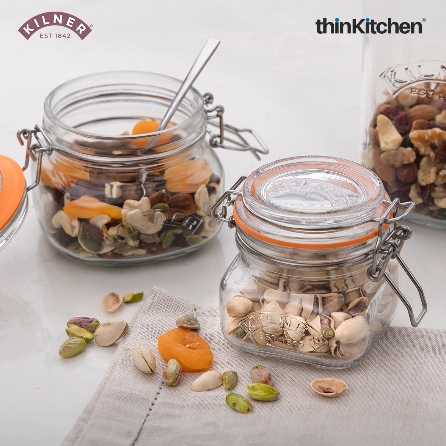 Premium Airtight Leakproof Square Glass Jar with Clip Top Lid - 250ml for Spices, Sauces, Chutneys,  Baby Food, Honey, Ghee, Set of 4 - 4