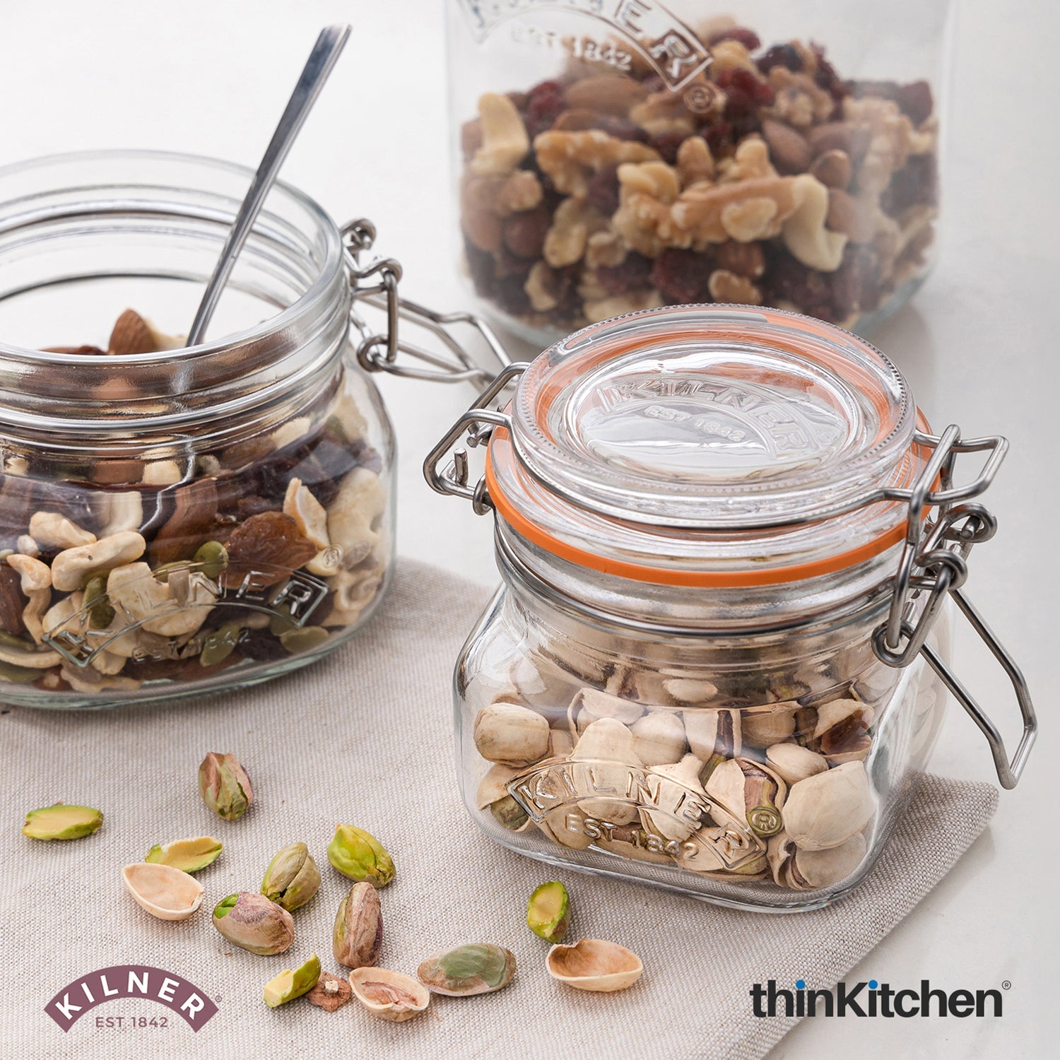 Premium Airtight Leakproof Square Glass Jar with Clip Top Lid - 250ml for Spices, Sauces, Chutneys,  Baby Food, Honey, Ghee, Set of 4 - 3