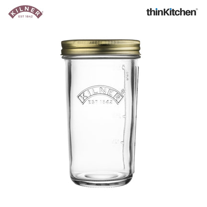Kilner Premium Wide Mouth Preserve Airtight Glass Jar - 500ml | Transparent, Reusbale Kitchen Food Storage & Pickling Jar for Jams, Pickles, Herbs, Spices, Set of 4