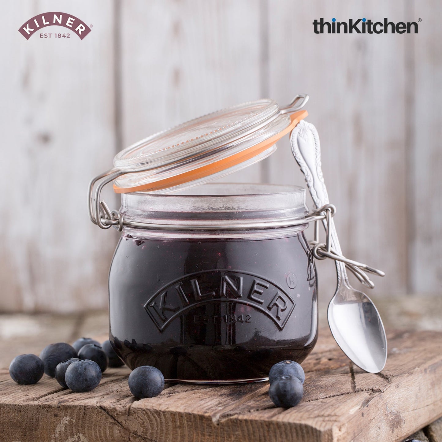Kilner Premium Round Airtight Glass Jar with Clip Top Airtight Lid - 500Ml | Transparent Multipurpose Kitchen Storage Container for Pickles, Jams, Chutneys, Yougurt, Set of 4