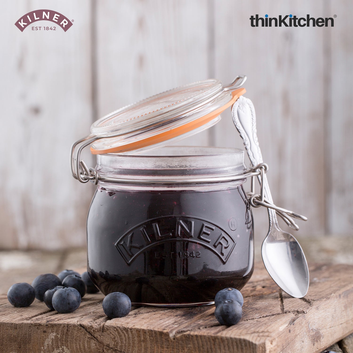 Kilner Premium Round Airtight Glass Jar with Clip Top Airtight Lid - 500Ml | Transparent Multipurpose Kitchen Storage Container for Pickles, Jams, Chutneys, Yougurt, Set of 4 - 4