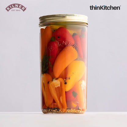 Kilner Premium 1L Glass Wide Mouth Preserve Jar for Preserving and Storing, Set of 2 | Reusable, Eco-Friendly Food Storage Container with Screw Lid for Kitchen
