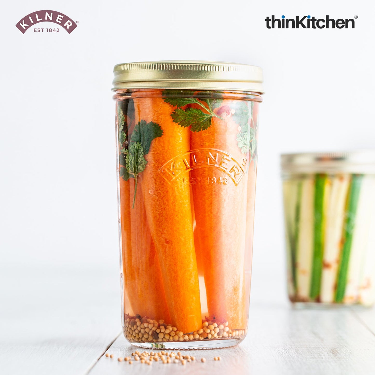 Kilner Premium 1L Glass Wide Mouth Preserve Jar for Preserving and Storing, Set of 2 | Reusable, Eco-Friendly Food Storage Container with Screw Lid for Kitchen