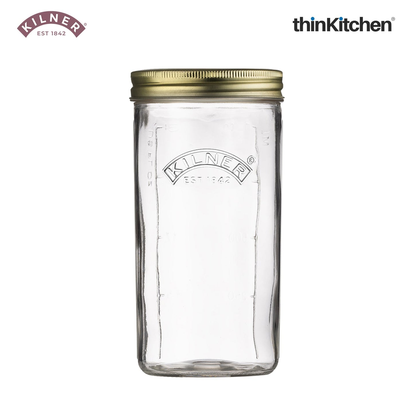 Kilner Premium 1L Glass Wide Mouth Preserve Jar for Preserving and Storing, Set of 2 | Reusable, Eco-Friendly Food Storage Container with Screw Lid for Kitchen