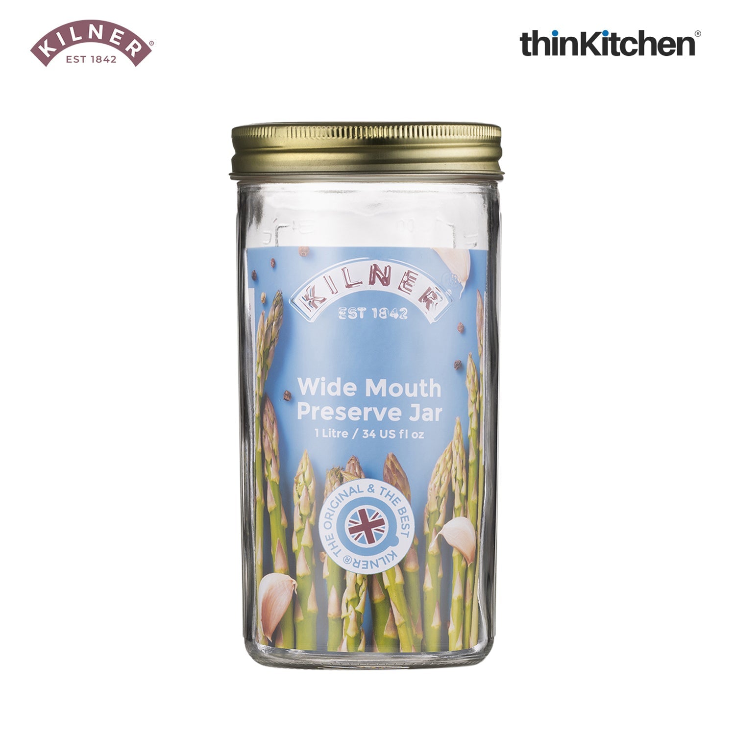 Kilner Premium 1L Glass Wide Mouth Preserve Jar for Preserving and Storing, Set of 2 | Reusable, Eco-Friendly Food Storage Container with Screw Lid for Kitchen - 5