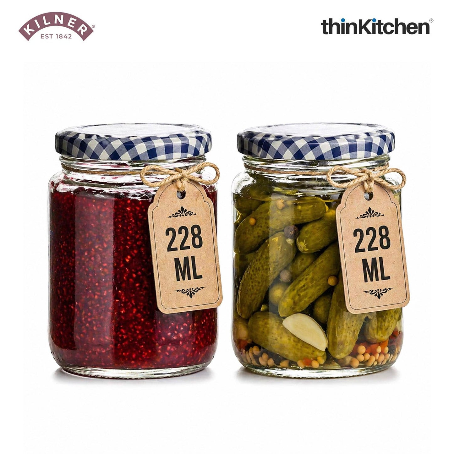 Premium Round Twist Top Airtight Glass Jar - 228ml for Kitchen Storage, Pickle, Jams, Chutnerys, Honey, Herbs, Spices, Set of 2
