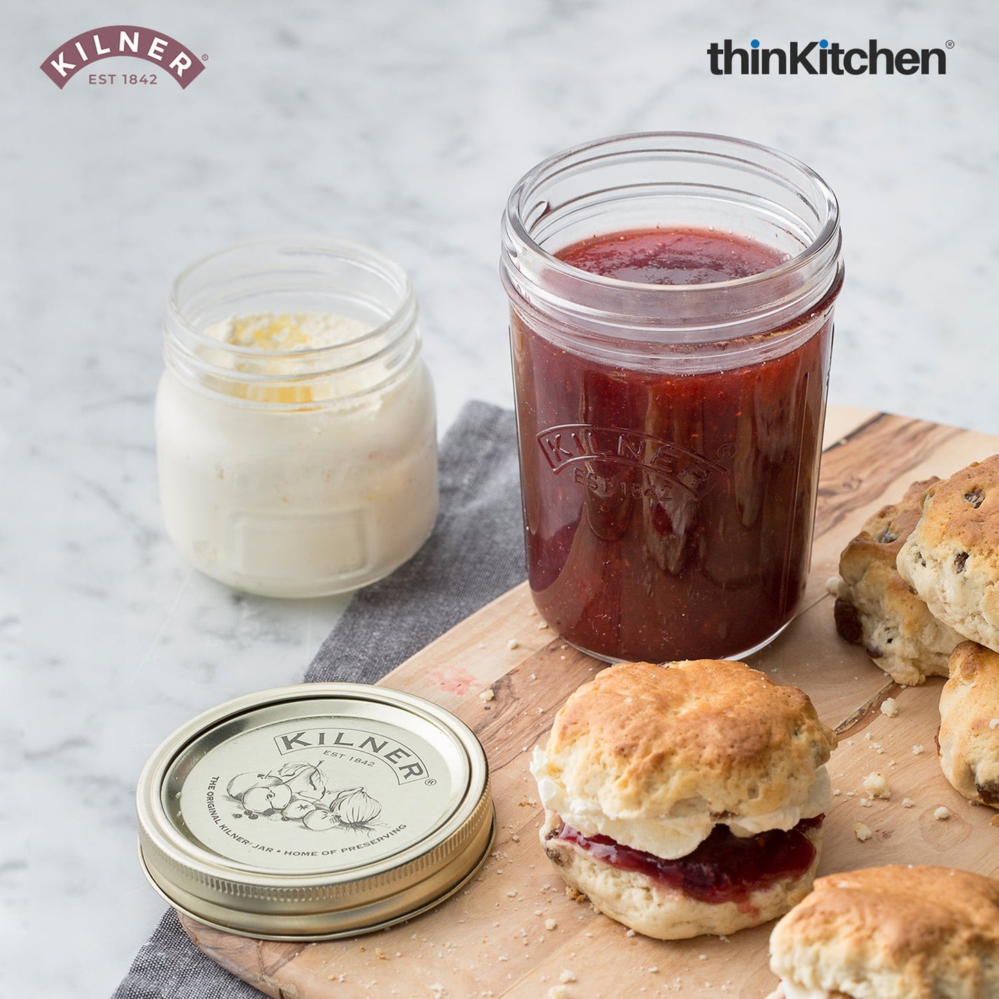 Kilner Premium Wide Mouth Airtight Glass Preserve Jar - 350ml | Multipurpose Kitchen Storage Container for Storing and Preserving Jams, Pickles, Chutneys, Set of 2