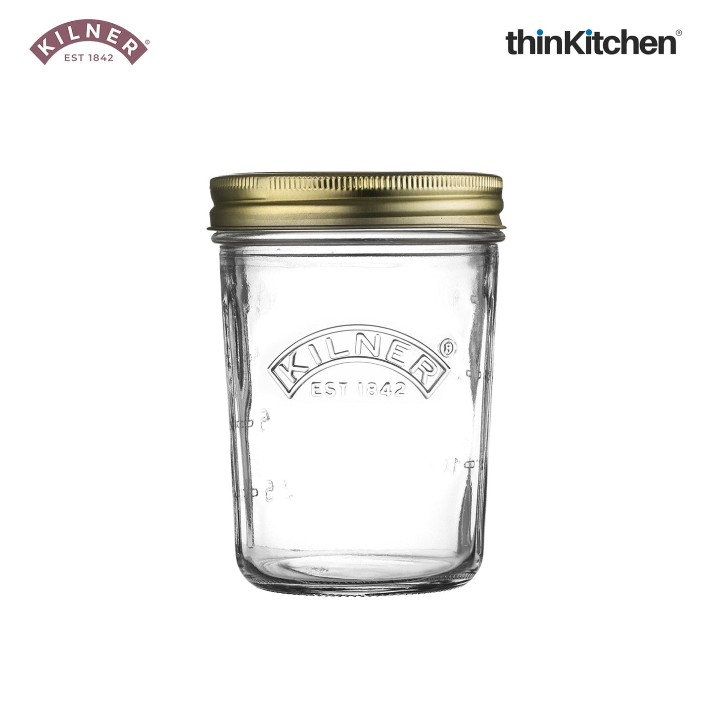 Kilner Premium Wide Mouth Airtight Glass Preserve Jar - 350ml | Multipurpose Kitchen Storage Container for Storing and Preserving Jams, Pickles, Chutneys, Set of 2