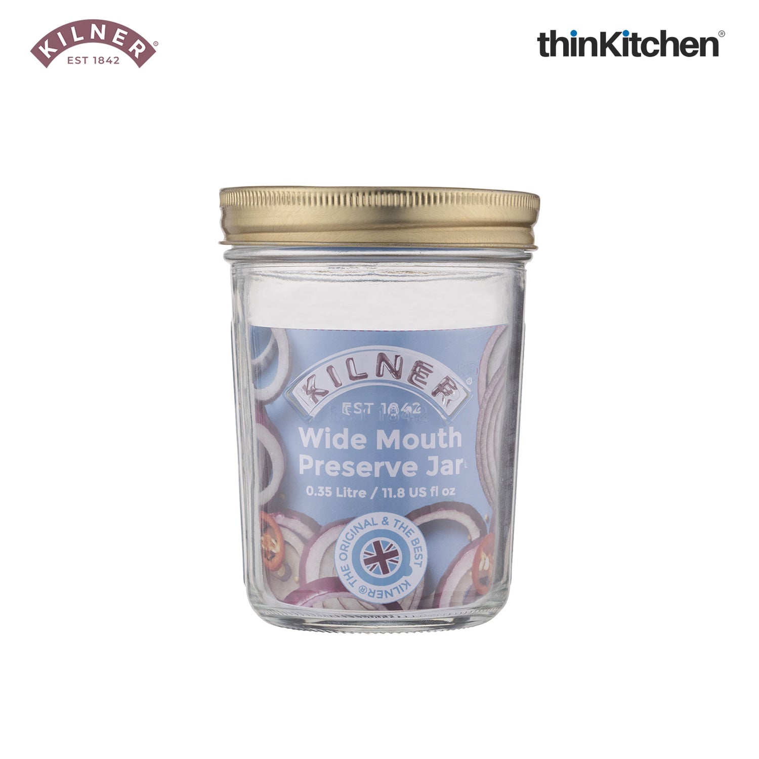 Kilner Premium Wide Mouth Airtight Glass Preserve Jar - 350ml | Multipurpose Kitchen Storage Container for Storing and Preserving Jams, Pickles, Chutneys, Set of 2 - 3