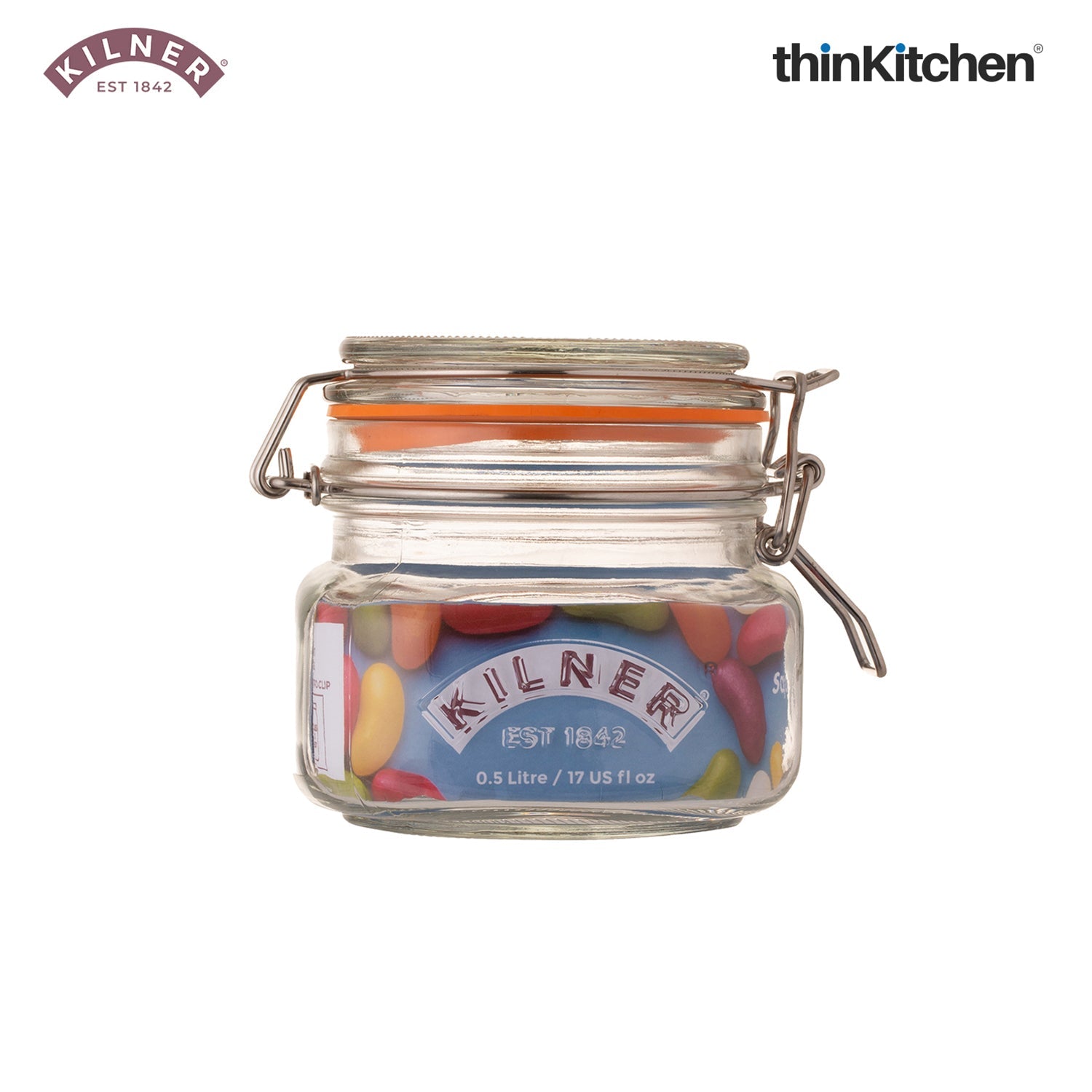 Kilner Premium 500ml Airtight Square Clip Top Glass Jar for Food Storage, Set of 2 | Multipurpose, BPA Free, Reusable Kitchen Container - 4