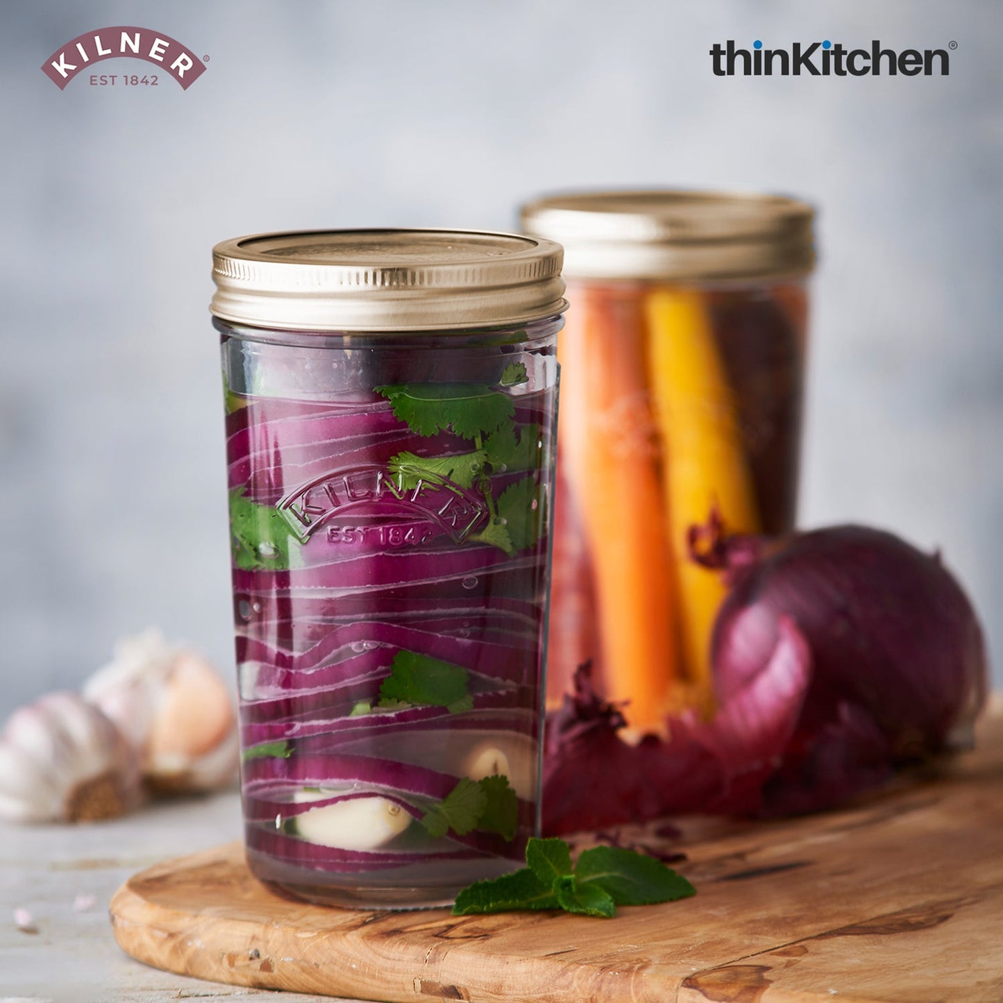 Kilner Premium Wide Mouth Preserve Airtight Glass Jar - 500ml | Transparent, Reusbale Kitchen Food Storage & Pickling Jar for Jams, Pickles, Herbs, Spices, Set of 2