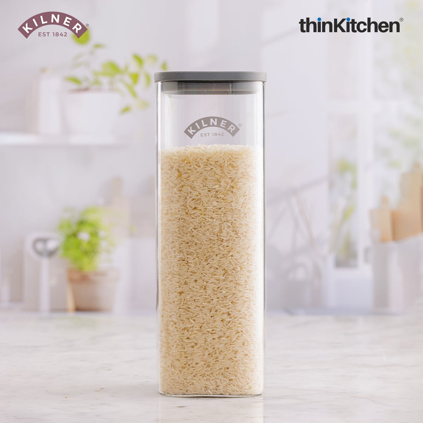 Kilner Premium 2 Pcs x 2 L Fresh Storage Airtight Glass Jar with Vacuum Seal for Cereals, Flour, Dry Goods, Pulses, Daals | BPA-Free, Eco-Friendly Kitchen Container