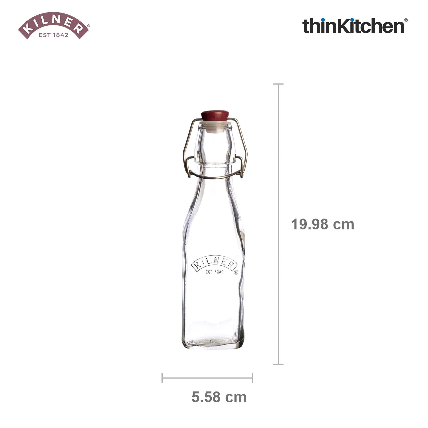 Kilner Premium 2 Pcs x 250ml Square Glass Clip Top Bottle for Juices, Beverages, Cocktails, Water | Transparent, Reusable Multipurpose Kitchen Storage Container - 4