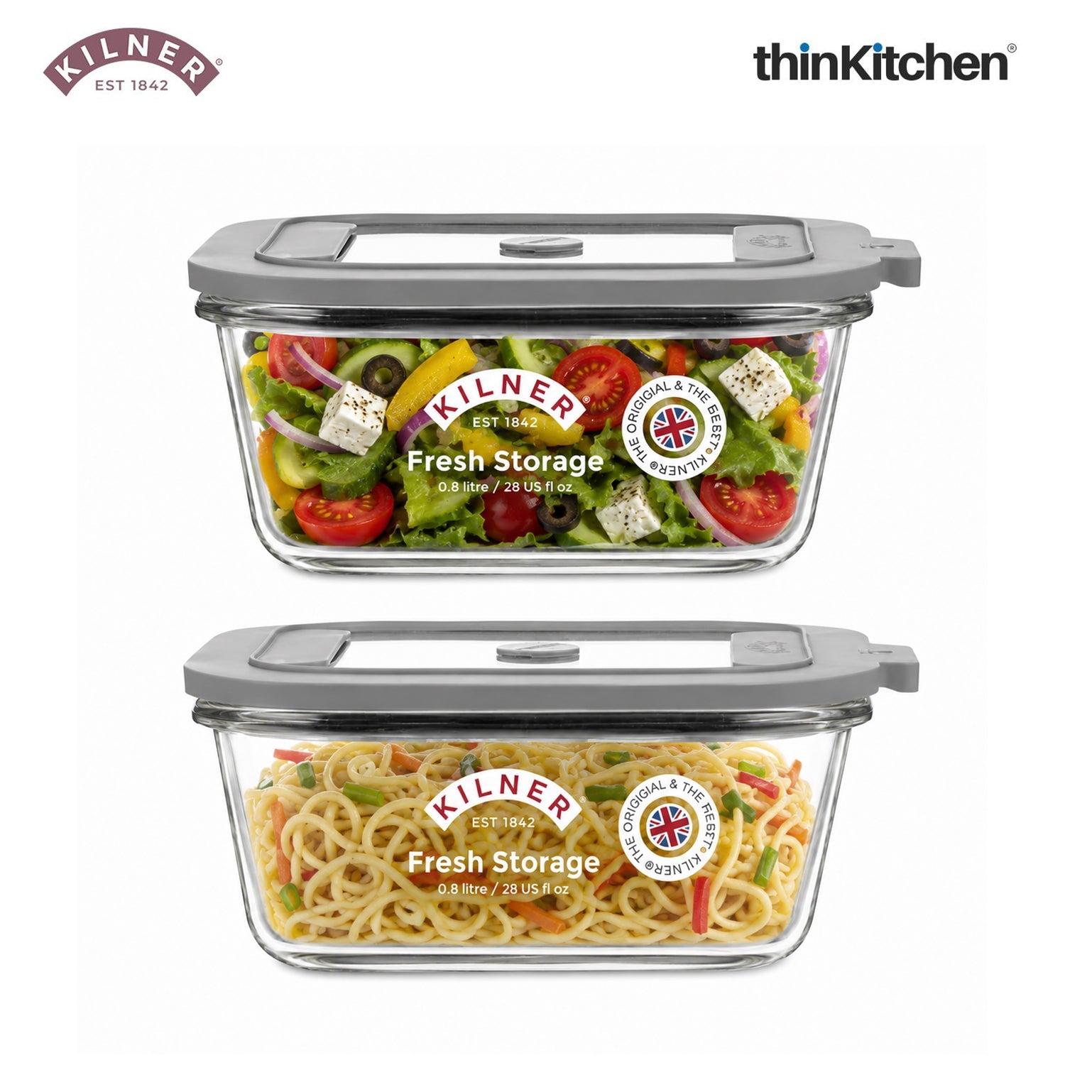 Kilner Premium 2 Pcs x 1.5 L Airtight, Leakproof Glass Container for Food Storage, Leftovers, Snacks, Meal Prep | Oven safe, Freezer Safe, Fresh Series Container for Kitchen - 6