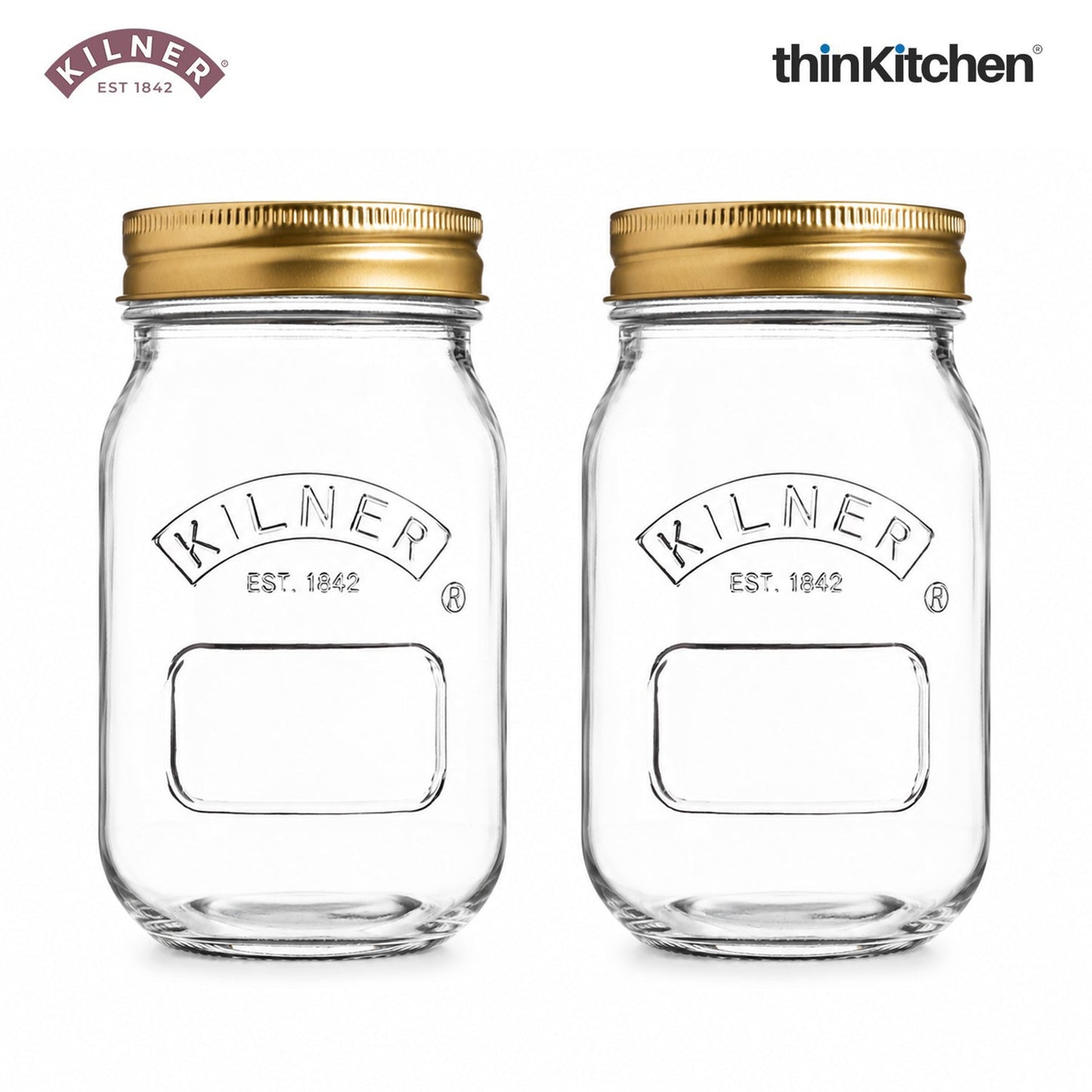 Kilner Premium 2 Pcs x 500ml Round Preserve Glass Jar for Preserving and Storing Jams, Chutneys, Small Pickled Fruits | Reusable, Eco-Friendly Kitchen Container