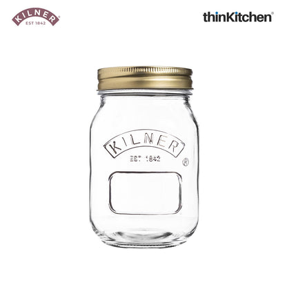Kilner Premium 2 Pcs x 500ml Round Preserve Glass Jar for Preserving and Storing Jams, Chutneys, Small Pickled Fruits | Reusable, Eco-Friendly Kitchen Container