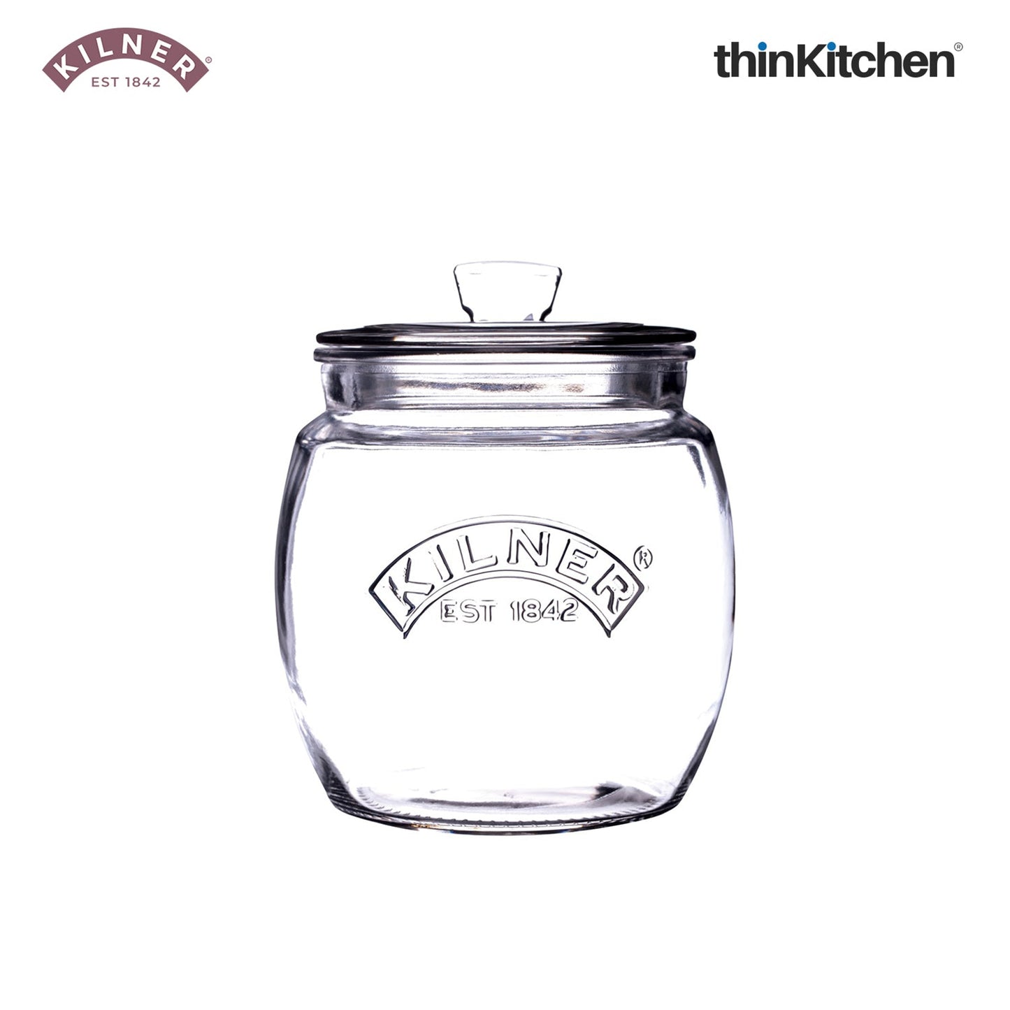 Kilner Premium 2 Pcs x 850ml Universal Airtight Clear Glass Jar with Push Top Lid for Dry Food Like Grains, Spices, Pickles, Sauces | Transparent, BPA Free, Reusable Kitchen Storage Container, Fridge Safe