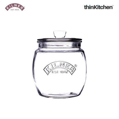 Kilner Premium 2 Pcs x 850ml Universal Airtight Clear Glass Jar with Push Top Lid for Dry Food Like Grains, Spices, Pickles, Sauces | Transparent, BPA Free, Reusable Kitchen Storage Container, Fridge Safe