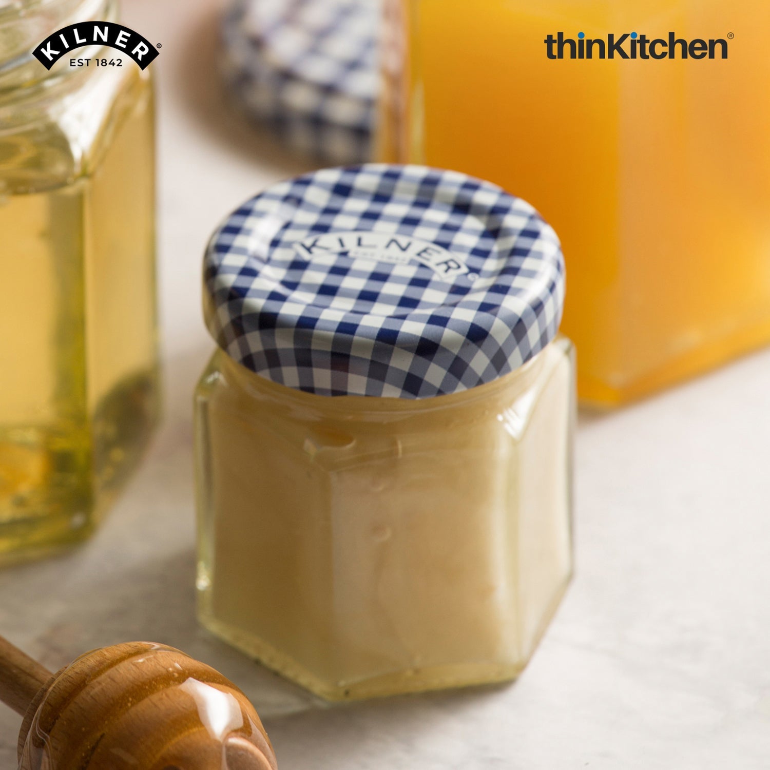Kilner Premium Mini 2 x 48ml Hexagonal Airtight Glass Jar for Spices, Honey, Jam, Return Gifts | Twist Top Storage Kitchen Storage Container, Reusable, Transparent - 3