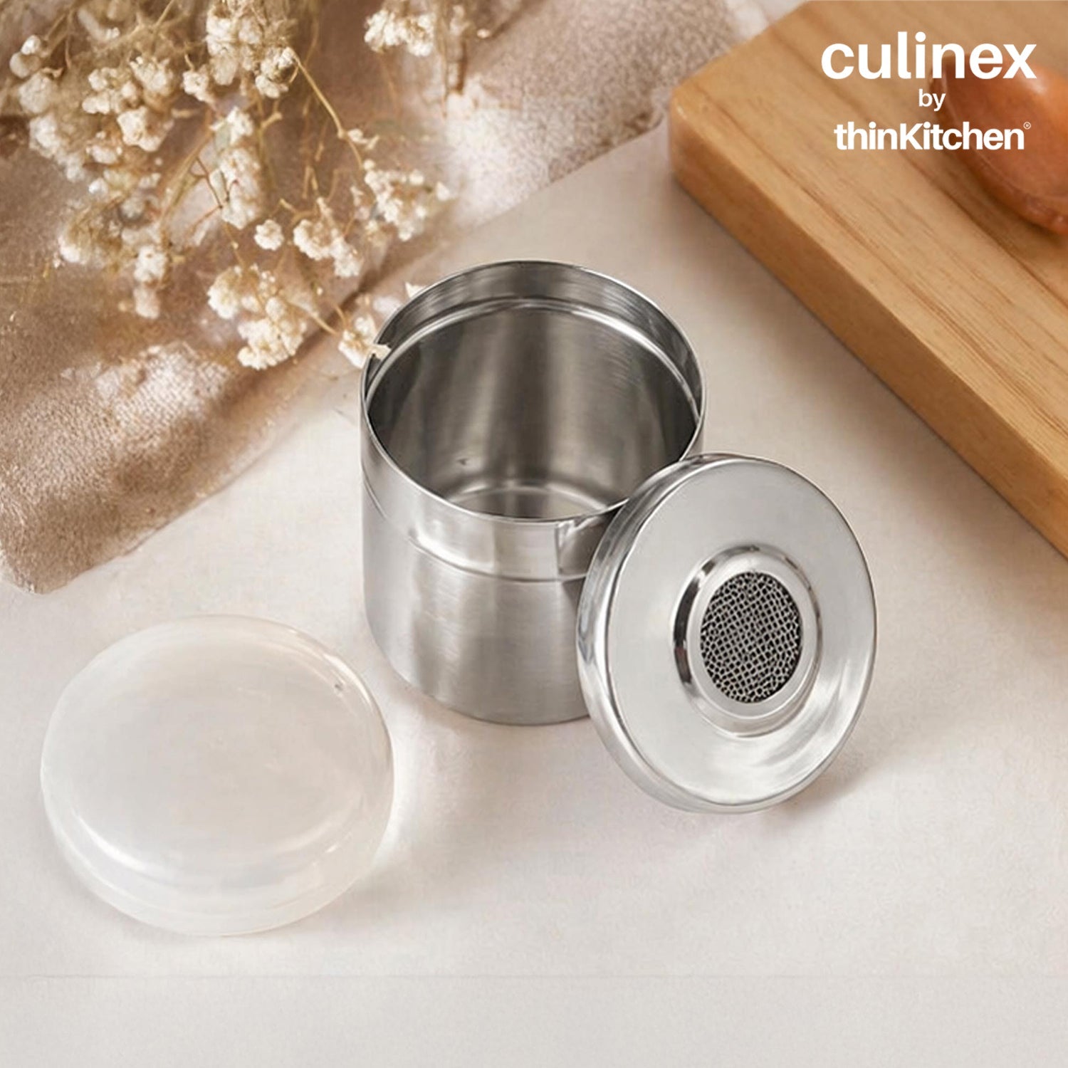 Culinex Stainless Steel 6 Pcs x 120ml Fine Seasoning Salt & Pepper Dispenser (6 x 5 cm) Powder Spice Shaker for Masala, Icing Sugar, Dual Finish Condiment Canister by thinKitchen - 3