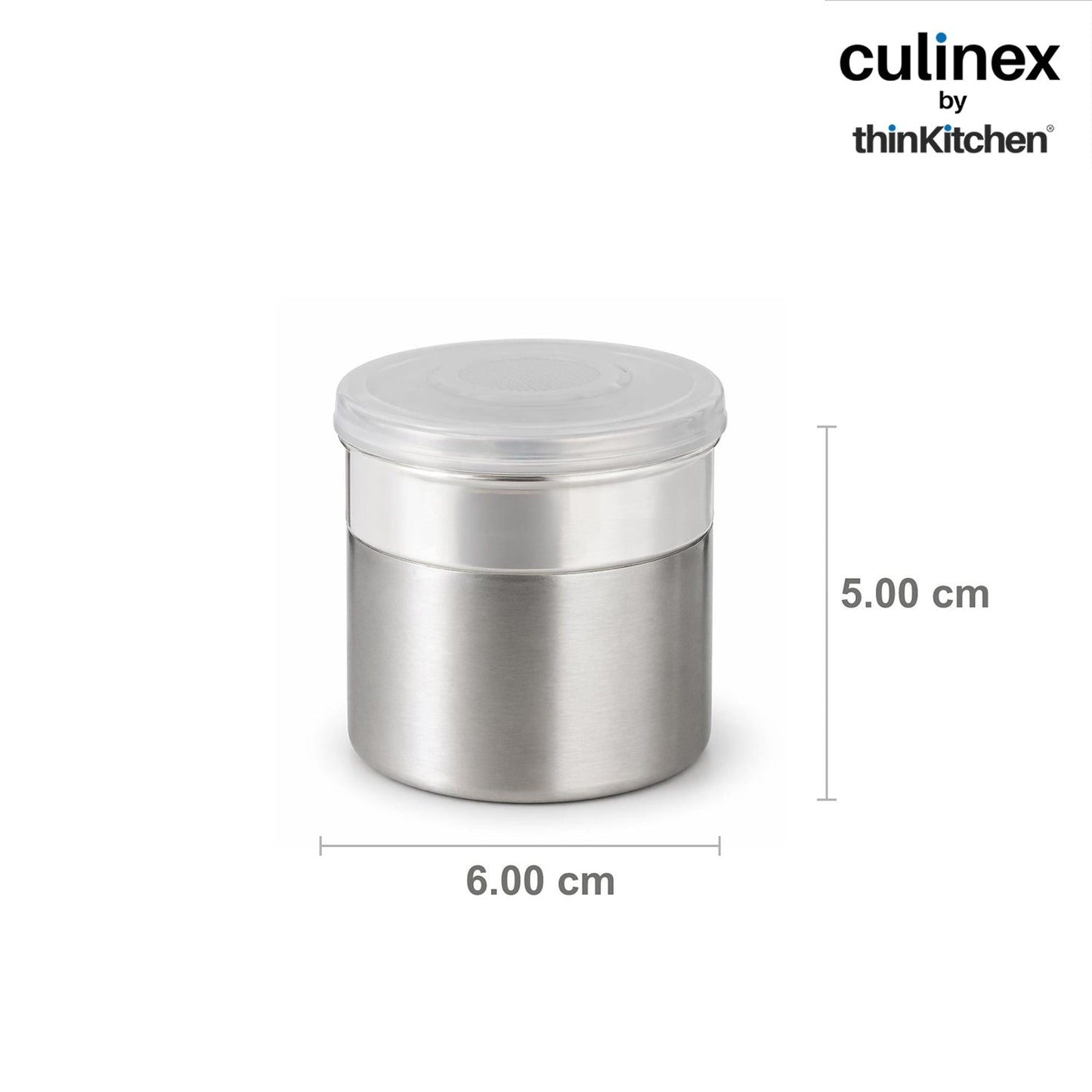 Culinex Stainless Steel 6 Pcs x 120ml Fine Seasoning Salt & Pepper Dispenser (6 x 5 cm) Powder Spice Shaker for Masala, Icing Sugar, Dual Finish Condiment Canister by thinKitchen