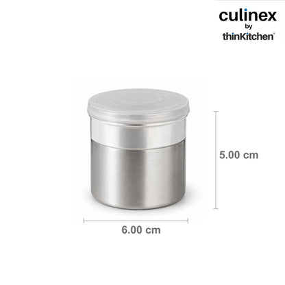 Culinex Stainless Steel 6 Pcs x 120ml Fine Seasoning Salt & Pepper Dispenser (6 x 5 cm) Powder Spice Shaker for Masala, Icing Sugar, Dual Finish Condiment Canister by thinKitchen