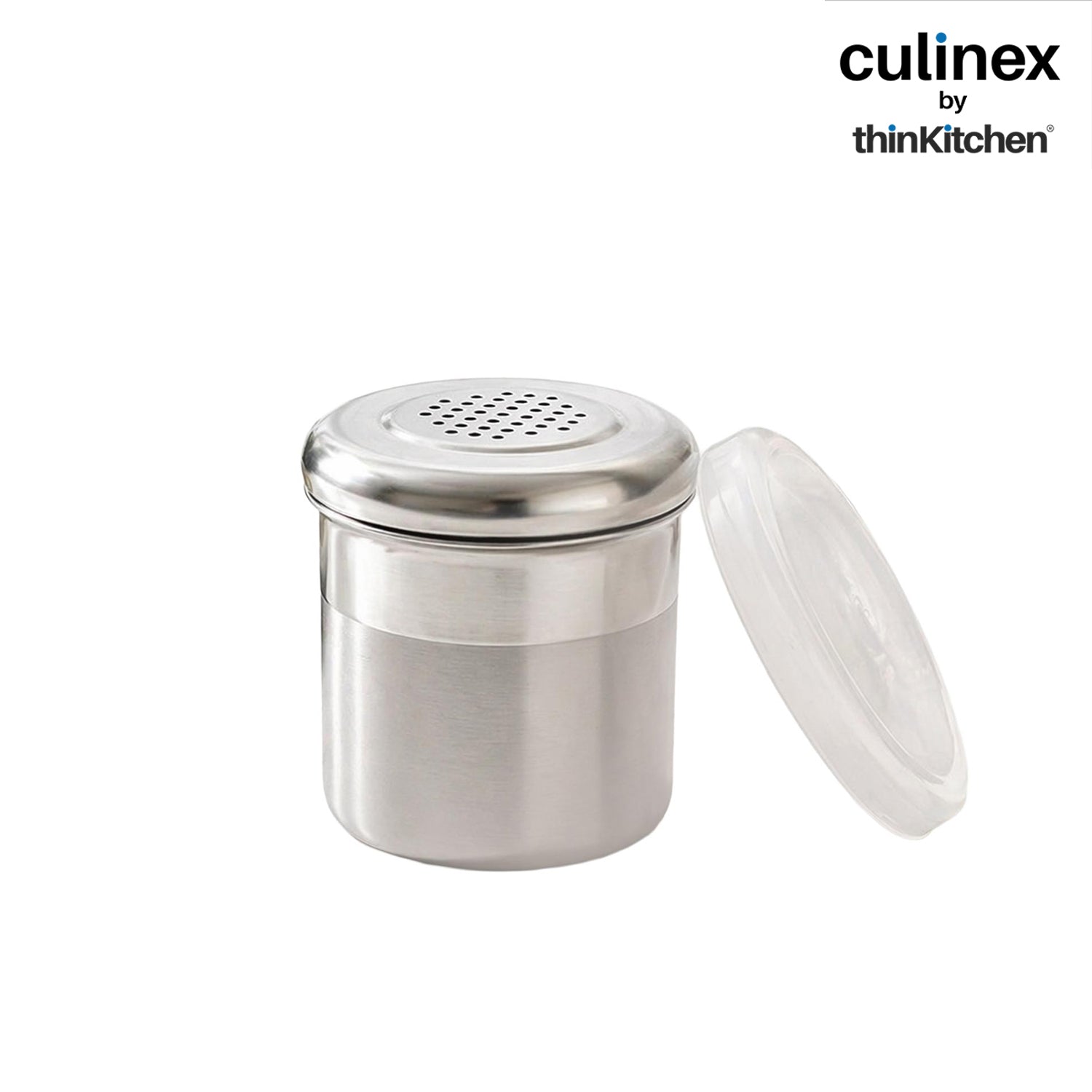 Culinex Stainless Steel 2 Pcs x 120ml Dispenser Shaker for Icing Sugar, Cocoa 6x5 cms | Fine Small Powder Dispenser with Lid for Cinnamon, Baking Sprinkler | Dual Finish Mini Canister by thinKitchen - 2