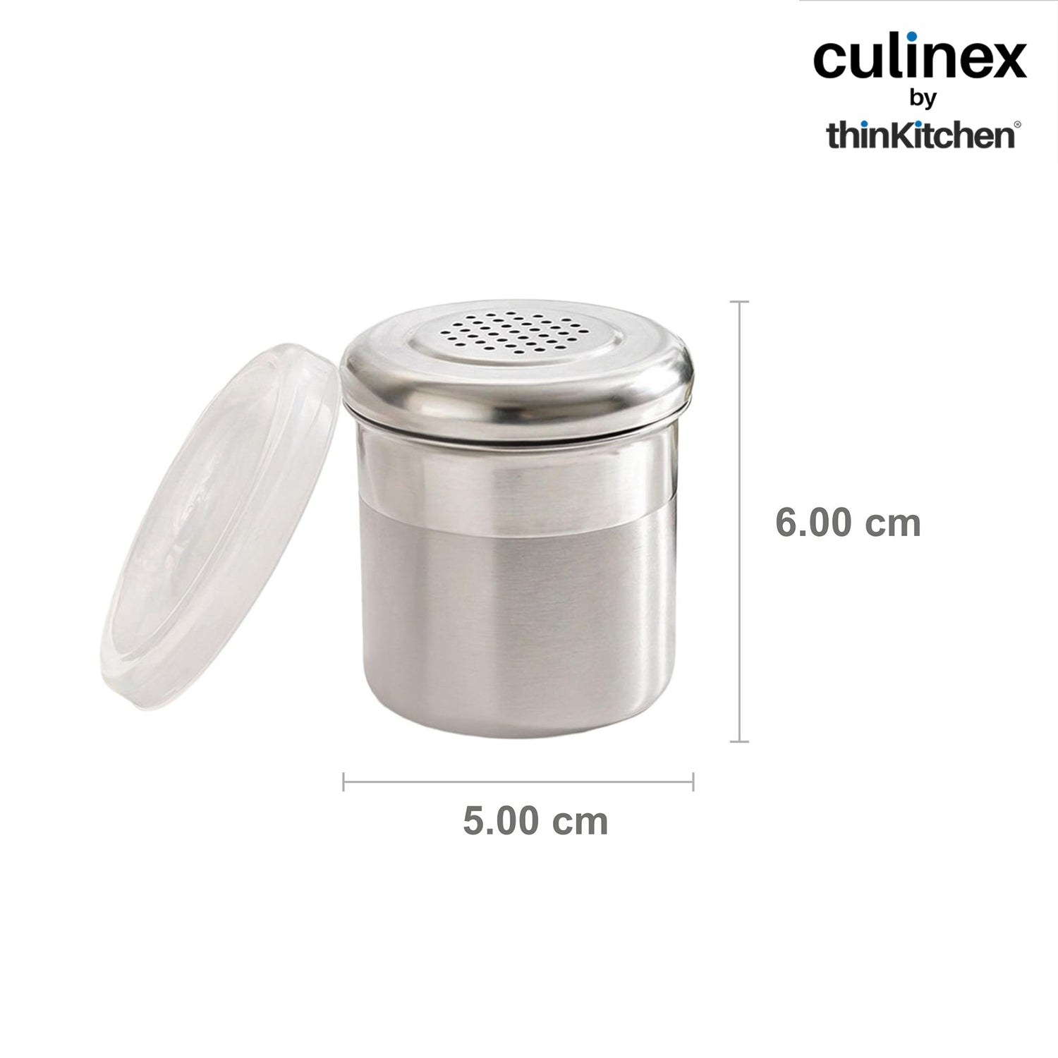 Culinex Stainless Steel 2 Pcs x 120ml Dispenser Shaker for Icing Sugar, Cocoa 6x5 cms | Fine Small Powder Dispenser with Lid for Cinnamon, Baking Sprinkler | Dual Finish Mini Canister by thinKitchen - 5