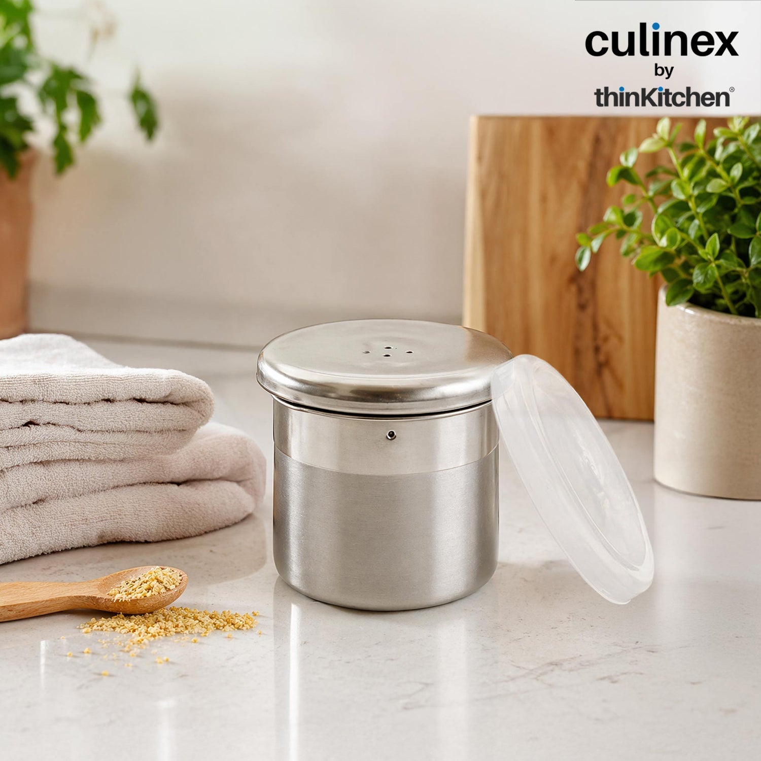 Culinex Stainless Steel Portable 2 Pcs x 120ml Mini Salt Dispenser 6x5 cms | Dual Finish Small Salt Sprinkler Canister for Salt, Powdered Sugar by thinKitchen - 4