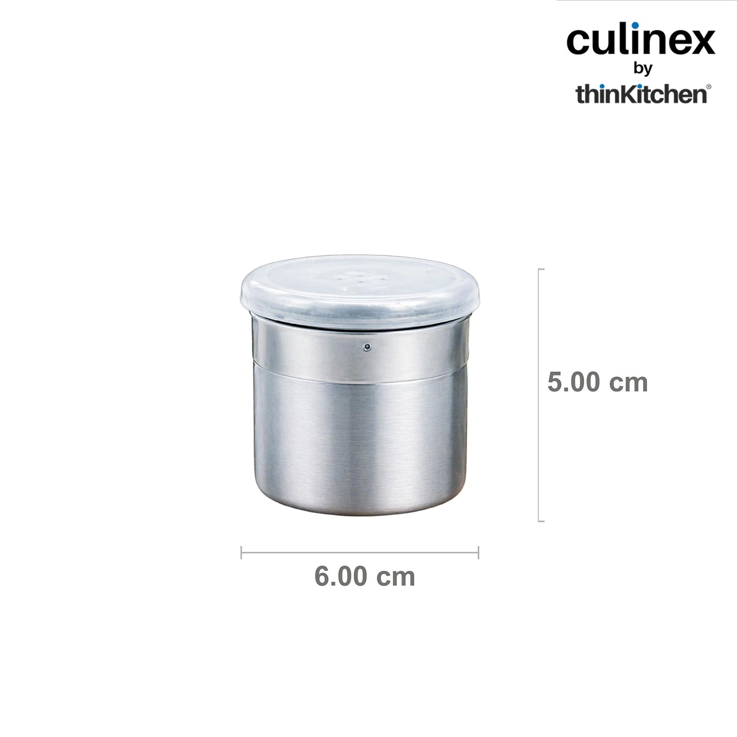 Culinex Stainless Steel Portable 2 Pcs x 120ml Mini Salt Dispenser 6x5 cms | Dual Finish Small Salt Sprinkler Canister for Salt, Powdered Sugar by thinKitchen - 5