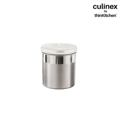 Culinex Stainless Steel Small 6 Pcs x 100ml Seasoning Salt Pepper Dispenser - 5x6 cms | Coarse Spice Sprinkler with Lid for Spices, Herbs, Masala | Dual Finish Mini Condiments Dispenser By thinKitchen
