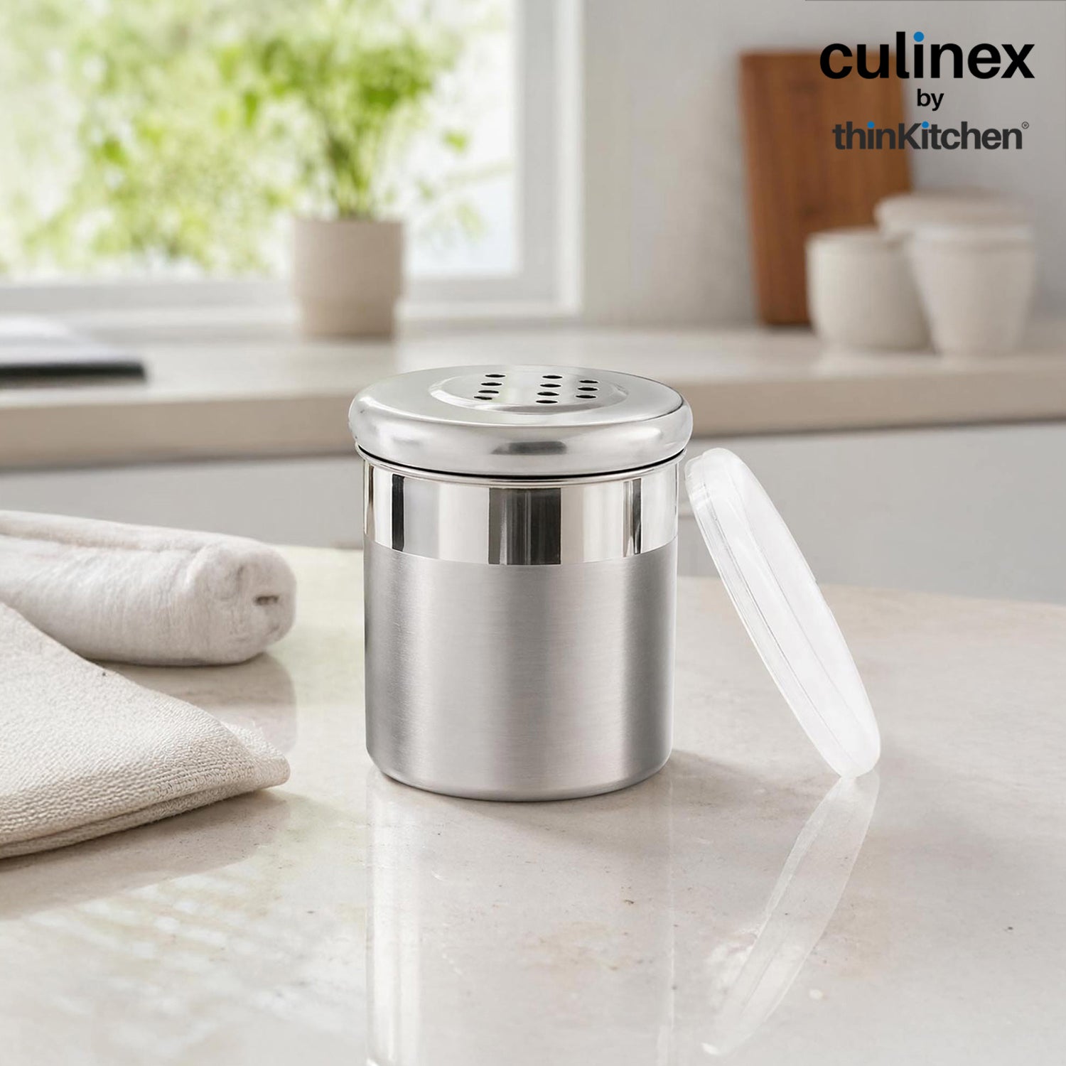 Culinex Stainless Steel Small 6 Pcs x 100ml Seasoning Salt Pepper Dispenser - 5x6 cms | Coarse Spice Sprinkler with Lid for Spices, Herbs, Masala | Dual Finish Mini Condiments Dispenser By thinKitchen - 2
