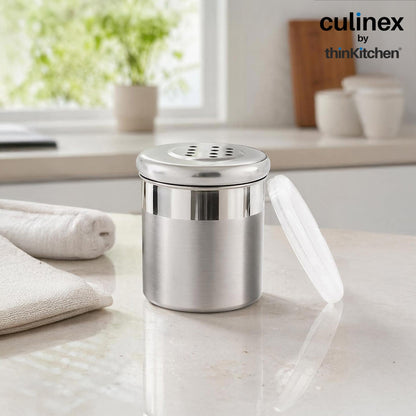 Culinex Stainless Steel Small 6 Pcs x 100ml Seasoning Salt Pepper Dispenser - 5x6 cms | Coarse Spice Sprinkler with Lid for Spices, Herbs, Masala | Dual Finish Mini Condiments Dispenser By thinKitchen