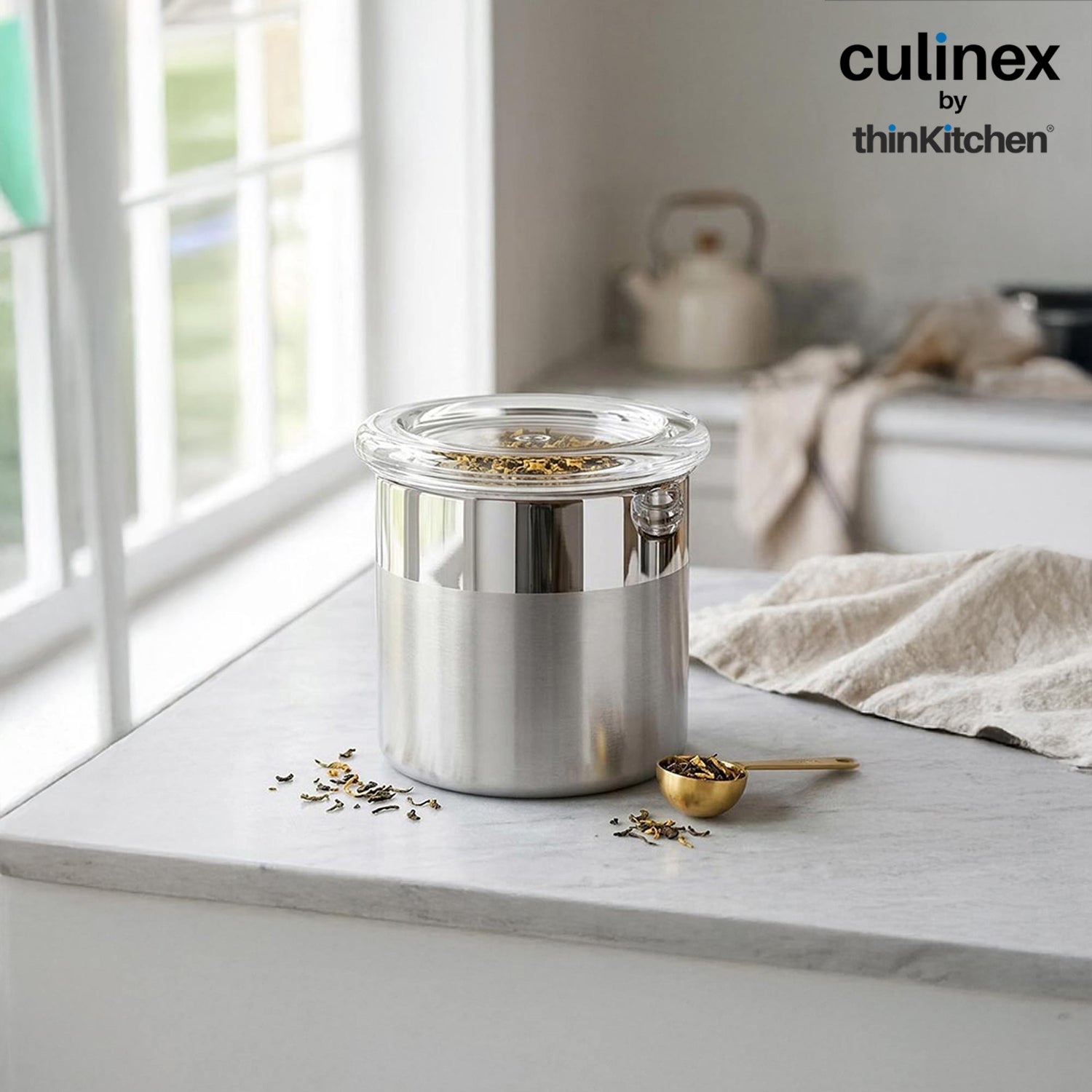 Culinex 18/8 Stainless Steel 6 Pcs x 100ml Small Airtight Storage Container (5x6cms), Mini dabba with Acrylic Lid for Kitchen | Dual Finish, Space Saving Mini Canister for Spices, Herbs By thinKitchen - 2