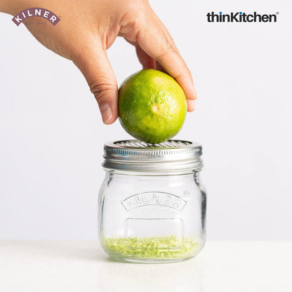 Kilner Premium 250ml Glass Storage Jar Set of 2 with Fine Grater Lid for Nutmeg, Cheese, Garlic & Citrus | Multipurpose Zester & Spice Jar, Reusable, Dishwasher Safe BPA Free Kitchen Container