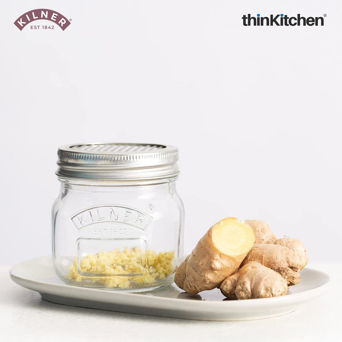 Kilner Premium 250ml Glass Storage Jar Set of 2 with Fine Grater Lid for Nutmeg, Cheese, Garlic & Citrus | Multipurpose Zester & Spice Jar, Reusable, Dishwasher Safe BPA Free Kitchen Container
