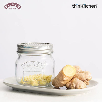Kilner Premium 250ml Glass Storage Jar Set of 2 with Fine Grater Lid for Nutmeg, Cheese, Garlic & Citrus | Multipurpose Zester & Spice Jar, Reusable, Dishwasher Safe BPA Free Kitchen Container