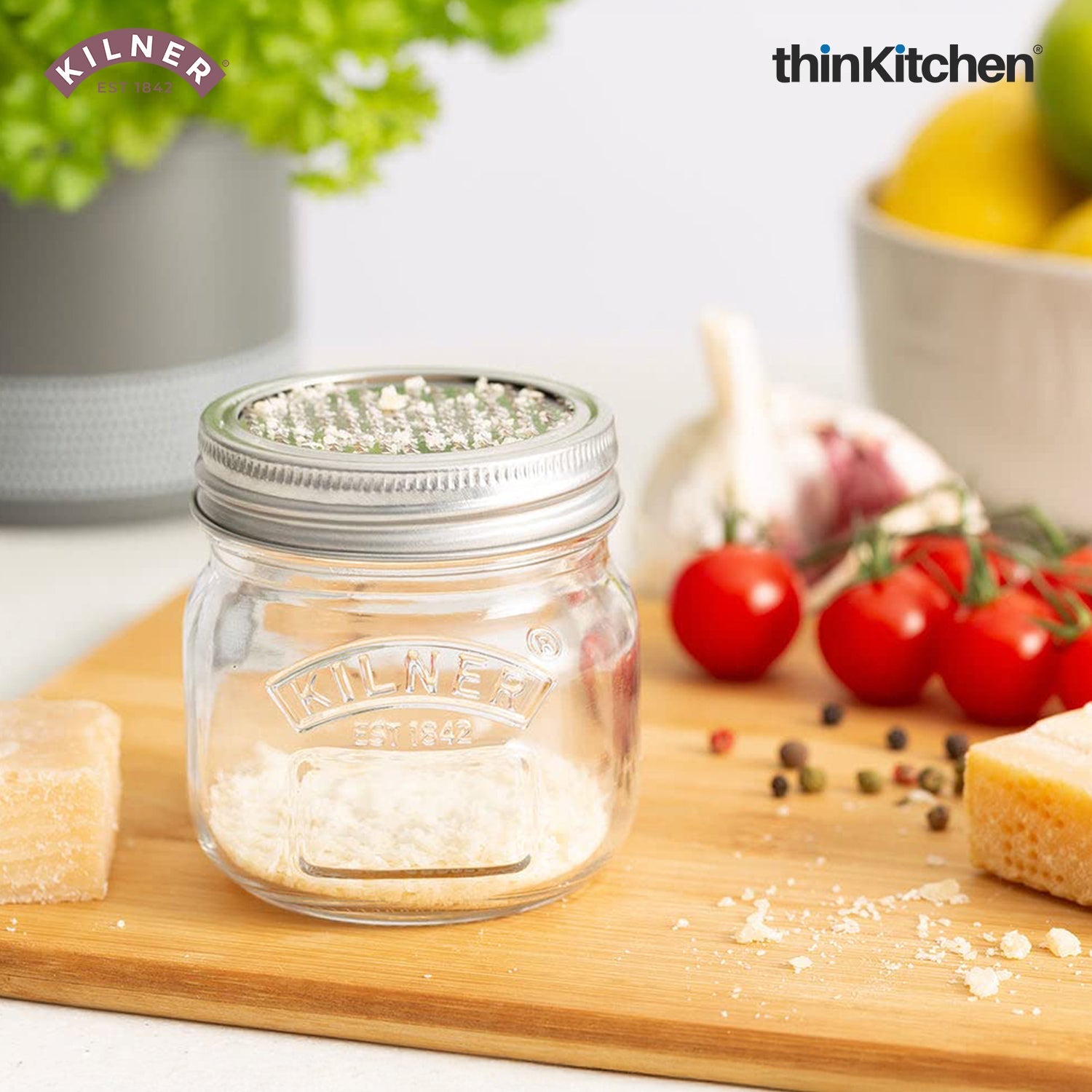 Kilner Premium 250ml Glass Storage Jar Set of 2 with Fine Grater Lid for Nutmeg, Cheese, Garlic & Citrus | Multipurpose Zester & Spice Jar, Reusable, Dishwasher Safe BPA Free Kitchen Container - 5